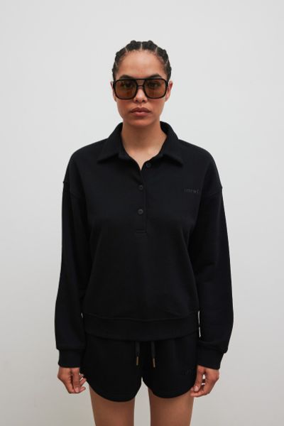 Bluza damska z kołnierzem w kolorze TOTALLY BLACK - EXPLORE-M/L. Czarne bluzy Marsala, l, bez wzorów, z bawełny, bez kaptura. Za 339.90 zł.