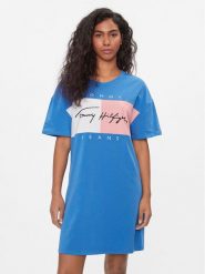 Tommy Jeans Sukienka codzienna UW0UW04969 Niebieski Relaxed Fit. Niebieskie koszule nocne Tommy Jeans, na co dzień, s, bez wzorów, z bawełny, bez kołnierzyka, bez ramiączek, proste. Za 289.99 zł.
