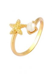 Elli Damski Starfish Open Możliwość regulacji za pomocą perłą hodowlana słodkowodną w 925 Sterling Silver Plated. Pierścionki 1 ct. Szare pierścionki Elli, z perłą, pozłacane. Za 243.99 zł.