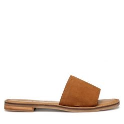 Klapki Geox. Brązowe klapki Geox, bez wzorów, bez obcasa. Za 229.99 zł.