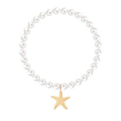 Bransoletka z zawieszką Starfish na małych białych perłach. Białe bransoletki Lilou, z perłą, pozłacane. Za 319.00 zł.