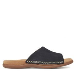 Klapki Gabor. Niebieskie klapki Gabor, bez wzorów, bez obcasa. Za 359.99 zł.