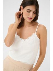 CULTURE Top w kolorze białym rozmiar: XL. Białe topy Culture, xl, bez wzorów, z koronki, bez kołnierzyka, bez ramiączek. Za 88.64 zł.