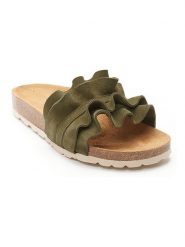 Mandel Skórzane klapki w kolorze khaki rozmiar: 40. Brązowe klapki Mandel, bez wzorów, ze skóry, z otwartym noskiem, bez obcasa. Za 204.95 zł.