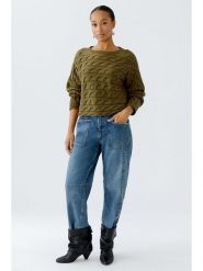 Oui Sweter w kolorze khaki rozmiar: 40. Brązowe swetry Oui, bez wzorów, bez ramiączek. Za 126.75 zł.