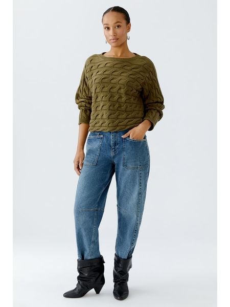 Oui Sweter w kolorze khaki rozmiar: 46. Brązowe swetry Oui, bez wzorów, bez ramiączek. Za 169.95 zł.