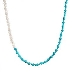 Valero Pearls Naszyjnik z kamieni szlachetnych srebro wysokiej próby Turkusowy (rek.) Perła hodowlana słodkowodna srebrny Naszyjniki 1 ct Damski. Niebieskie naszyjniki Valero Pearls, z perłą, srebrne. Za 298.99 zł.