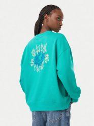 Quiksilver Bluza Standard Crew EQWFT03188 Turkusowy Regular Fit. Niebieskie bluzy Quiksilver, s, bez wzorów, z bawełny, bez kaptura. Za 259.99 zł.