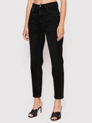 Guess Jeansy W2YA21 D4QD1 Czarny Mom Fit. Czarne jeansy Guess, z aplikacjami. Za 369.99 zł.