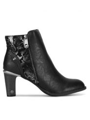 Mustang Botki 1335-501 Czarny. Czarne botki Mustang, bez wzorów, z materiału, bez obcasa, na słupku, bez zapięcia. Za 349.99 zł.