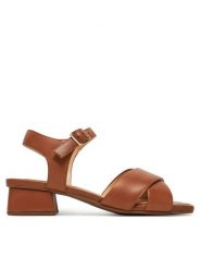 Clarks Sandały Serina35 Cross 26181346 Brązowy. Brązowe sandały Clarks, bez wzorów, ze skóry, bez obcasa, na słupku, bez zapięcia. Za 379.99 zł.