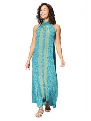 Ipanima Sukienka w kolorze niebiesko-żółtym rozmiar: 34-40. Niebieskie sukienki Ipanima, na co dzień, bez wzorów, bez kołnierzyka, bez ramiączek, maxi, proste. Za 78.99 zł.