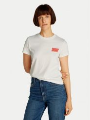 Tommy Jeans T-Shirt Bubble DW0DW21338 Biały Regular Fit. Białe t-shirty Tommy Jeans, s, bez wzorów, z bawełny, bez kołnierzyka, bez ramiączek. Za 89.99 zł.