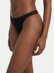 HUGO Stringi 50557094 Czarny. Czarne stringi Hugo, bez wzorów, z bawełny. Za 89.99 zł.