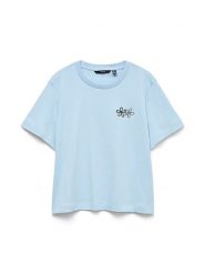 Vero Moda Koszulka w kolorze błękitnym rozmiar: XS. Niebieskie bluzki Vero Moda, xs, bez wzorów, z bawełny, bez kołnierzyka, bez ramiączek. Za 57.06 zł.