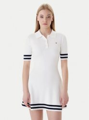 Tommy Jeans Sukienka dzianinowa DW0DW22106 Écru Slim Fit. Sukienki Tommy Jeans, l, bez wzorów, z bawełny, bez kołnierzyka, bez ramiączek. Za 489.99 zł.