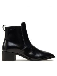 Gant Botki Broomly 29541790 Czarny. Czarne botki GANT, bez wzorów, z lakierowanej skóry, bez obcasa, na słupku, bez zapięcia. Za 849.99 zł.