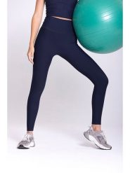 Onamaste Legginsy sportowe "Lotus" w kolorze granatowym rozmiar: L/XL. Niebieskie legginsy Onamaste, l, bez wzorów, z materiału, z podwyższonym stanem, outdoorowe. Za 130.99 zł.