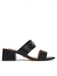 Nine West Klapki 2560-01 Czarny. Czarne klapki Nine West, bez wzorów, z materiału, bez obcasa. Za 199.99 zł.