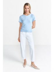 Rich & Royal Koszulka w kolorze błękitnym rozmiar: S. Niebieskie bluzki Rich & Royal, s, bez wzorów, z bawełny, bez kołnierzyka, bez ramiączek. Za 110.81 zł.