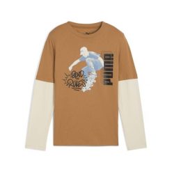 Młodzieżowa warstwowa koszulka MID90s z długim rękawem PUMA Melted Caramel Brown. Brązowa bluzki Puma, m, bez wzorów, młodzieżowe, bez kołnierzyka, bez ramiączek. Za 129.00 zł.