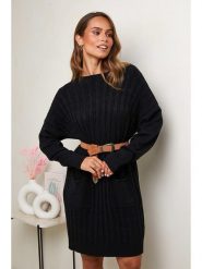 Soft Cashmere Sukienka dzianinowa w kolorze czarnym rozmiar: 38/40. Czarne sukienki Soft Cashmere, na co dzień, bez wzorów, z dzianiny, klasyczne, bez kołnierzyka, bez ramiączek, mini, proste. Za 158.10 zł.