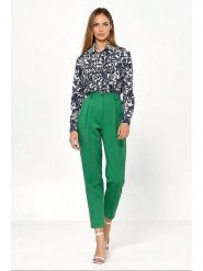 Nife Spodnie w kolorze zielonym rozmiar: 40. Zielone spodnie materiałowe Nife, na co dzień, bez wzorów, z materiału, z podwyższonym stanem. Za 141.19 zł.