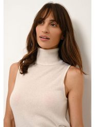 Just Cashmere Kaszmirowy bezrękawnik "Violet" w kolorze białym rozmiar: XL. Białe golfy Just Cashmere, xl, bez wzorów, z kaszmiru, bez ramiączek. Za 167.28 zł.