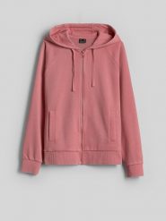 4F Bluza dresowa relaxed z kapturem damska - łososiowa XS. Brązowe bluzy sportowe 4f, xs, bez wzorów, z dresówki, z kapturem. Za 169.99 zł.