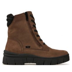 Botki Caprice. Brązowe botki Caprice, bez wzorów, bez obcasa, na płaskiej podeszwie, bez zapięcia. Za 499.99 zł.