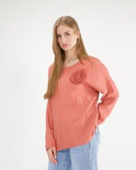 Krepowana bluzka z wiskozy. Czerwone bluzki Unisono, l, bez wzorów, z tkaniny, bez kołnierzyka, bez ramiączek. Za 169.00 zł.