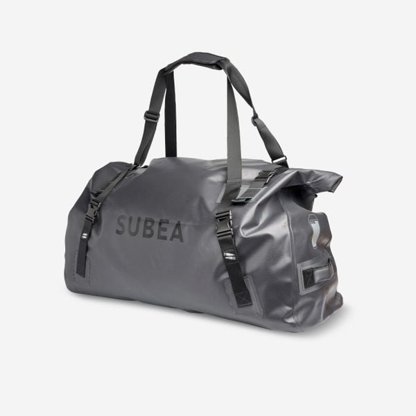 Torba nurkowa Decathlon SCD 100 l IPX6. Czarne torby na ramię SUBEA, bez wzorów, z materiału, na ramię, duże, bez dodatków. Za 319.99 zł.