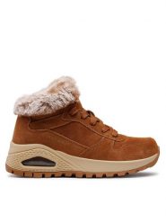 Skechers Trzewiki Uno Wintriness 167433/CSNT Brązowy. Brązowe botki Skechers, bez wzorów, ze skóry, bez obcasa, na płaskiej podeszwie, bez zapięcia. Za 379.99 zł.