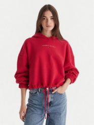 Tommy Jeans Bluza Bling Linear DW0DW21607 Czerwony Regular Fit. Czerwone bluzy Tommy Jeans, xl, bez wzorów, z bawełny, bez kaptura. Za 469.99 zł.