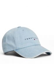 Tommy Jeans Czapka z daszkiem Linear Denim Cap AW0AW17912 Błękitny. Niebieskie czapki Tommy Jeans, bez wzorów, z bawełny. Za 149.99 zł.