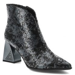 Niebieskie Botki S.Barski Eleganckie Obuwie Damskie. Niebieskie botki S.BARSKI, bez wzorów, ze skóry, ze szpiczastym noskiem, bez obcasa, na obcasie, bez zapięcia. Za 365.99 zł.