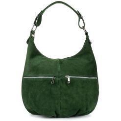 Zamszowa shopperka Vera Pelle c. zielona K51. Zielone shopper bez wzorów, ze skóry, zamszowe, bez dodatków. Za 199.99 zł.