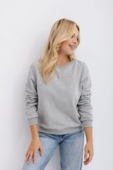BLUZA LENA SZARY MELANŻ M - Flawless. Szare bluzy Flawless, m, bez wzorów, z bawełny, bez kaptura. Za 296.00 zł.