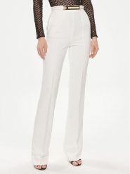 Elisabetta Franchi Spodnie materiałowe PA-034-42E2-5981 Biały Regular Fit. Białe spodnie materiałowe Elisabetta Franchi, bez wzorów, z materiału. Za 829.99 zł.