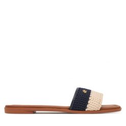 Klapki Tommy Hilfiger. Niebieskie klapki TOMMY HILFIGER, bez wzorów, bez obcasa. Za 329.99 zł.
