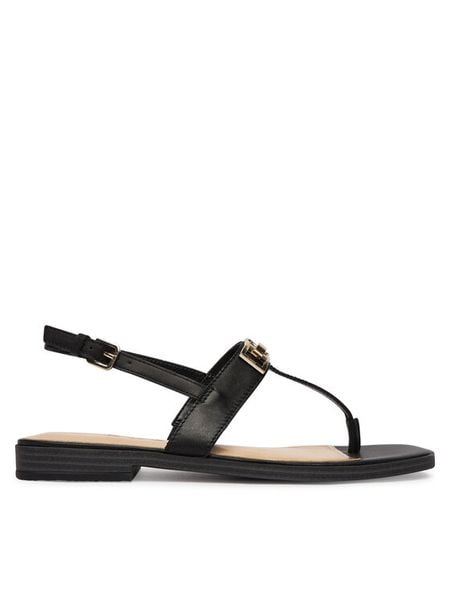 Guess Sandały FLJRMY LEA03 Czarny. Czarne sandały Guess, z aplikacjami, ze skóry, bez obcasa, na płaskiej podeszwie, bez zapięcia. Za 274.99 zł.