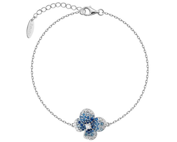 Bransoletka srebrna z cyrkoniami - kwiat. Szare bransoletki Apart, z cyrkonią, srebrne. Za 229.00 zł.