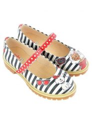 Goby Skórzane baleriny w kolorze czarno-białym rozmiar: 39. Białe baleriny Goby, bez wzorów, z okrągłym noskiem, bez obcasa. Za 173.99 zł.