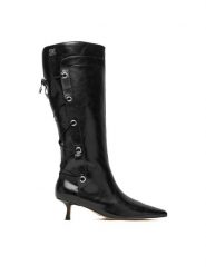 Steve Madden Kozaki Ballpark SM11005048 Czarny. Czarne kozaki Steve Madden, ze skóry, bez obcasa, na szpilce, bez zapięcia. Za 729.99 zł.