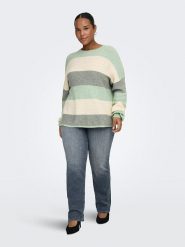 ONLY Carmakoma Sweter w kolorze zielono-kremowo-szarym rozmiar: L-50/52. Brązowe swetry Only Carmakoma, l, bez wzorów, prążkowane, bez ramiączek. Za 86.99 zł.