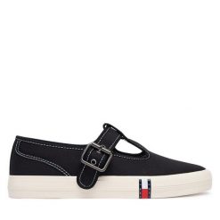 Tenisówki Tommy Hilfiger. Czarne trampki TOMMY HILFIGER, bez wzorów, bez zapięcia. Za 369.99 zł.