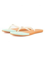 Reef Japonki "Bliss Toe Dip" w kolorze biało-turkusowo-pomarańczowym rozmiar: 38,5. Białe klapki Reef, bez wzorów, z otwartym noskiem, bez obcasa. Za 66.00 zł.