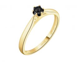 Pierścionek z żółtego złota z czarnym brylantem - 0,03 ct - próba 375. Czarne pierścionki Apart, z brylantem, złote. Za 1,290.00 zł.