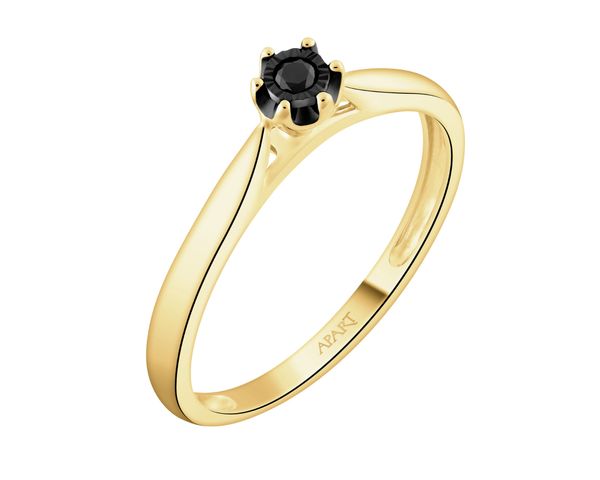 Pierścionek z żółtego złota z czarnym brylantem - 0,03 ct - próba 375. Czarne pierścionki Apart, z brylantem, złote. Za 1,290.00 zł.
