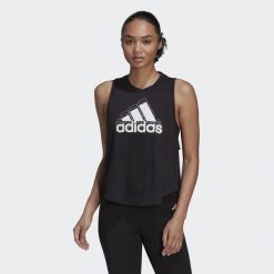 Damski graficzny logo crop top adidas Aeroready Racerback. Białe topy Adidas, xs, bez wzorów, bez kołnierzyka, bez ramiączek. Za 119.25 zł.